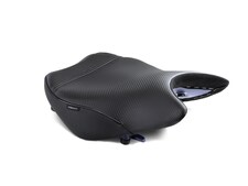 Sargent's World Sport Motorcycle Seat for the Suzuki GSX-S 1000GT and GSX-S 1000 GX shown with CFX and black welt, front only.